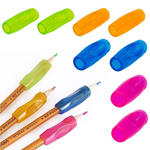 Matita, 8 impugnature per dita, in silicone colorato, strumento ergonomico per la scrittura per bambini e adulti