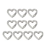 SOMUMOK 10個 ハート型 スプリング 亜鉛合金 キーリング バックル 開閉可能 カラビナ キーホルダー バッグ クリップ フック コネクター