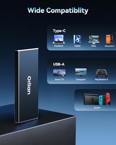 Image of Orlian 120GB External Portable SSD Solid State Drive USB 3.1 Gen 2 Up to 500MB /s High-Speed Solid State Drive for Phone, Windows, Android, PC and More