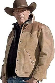 Yellow Men's TV Series John Dutton Cowboy Rip Wheeler Kevin Costner Suede Leather Jacket Stone