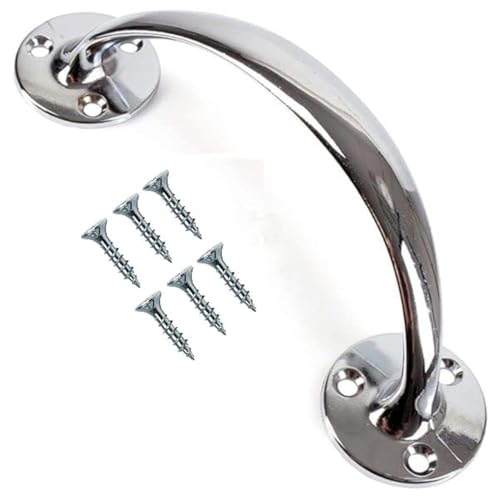 TERF® Heavy Duty Vintage Style Bow Door Pull Handle Chrome 150mm (6 inch) Including Fixing Screw for Kitchen Cupboard Cabinet Drawer Door Pull Handle - Pack of 1