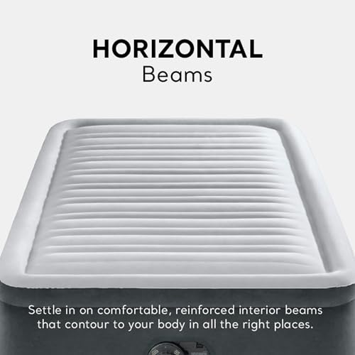 Image of Intex Twin Size Dura Beam Deluxe Comfort Plush Air Mattress with Fiber Tech Construction, Built in Pump and Portable Storage Carry Case, Gray (4 Pack)
