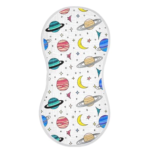 xigua Colorful Planets Baby Burp Cloths for Newborn Boys and Girls 1 Pack, Soft & Absorbent Cotton Baby Burp Cloth, Baby Washcloths, Newborn Towel, Burp Rags