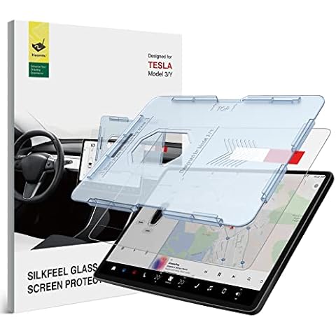 Hocents. Silkfeel Glass Screen Protector Compatible with Tesla Model 3 (2023-2017) / Tesla Model Y (2024-2020), Center Control Touch Screen Car Navigation Screen Protector, Anti Glare, Auto-Alignment Tool, Tempered Glass Cover