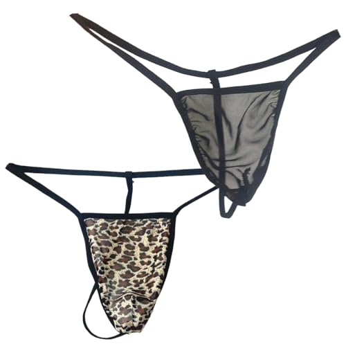 ROKZELT 2pcs String Homme, String Ficelle, Grande Taille String Homme Sexy Serpentine Hot Mini Tanga Taille Basse Bikini Strings Ficelle Ouverte String de Bain Slip Chic T-Back sous-vêtement