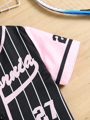 Image of Hilinker Girls Graphic 3 Piece Outfits Short Sleeve Striped Cardigan and Crop Cami with Shorts Set
