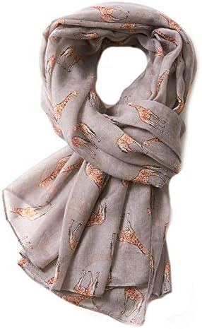 LilyRosa® Giraffe Print Scarf Latest Fashion Ladies Giraffes Animal Wrap Shawl Navy Blue Grey Turquoise Cream