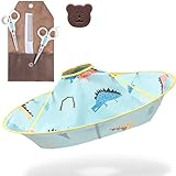 MINGYI 散髪 ヘアカット すきばさみ はさみセット子供用 散髪 コンパクト 散髪道具 収納しやすい 散髪ケープ付き青い（恐竜）