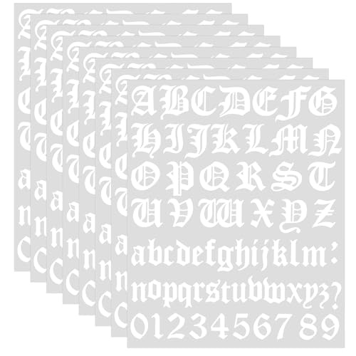 Teling 1 Inch White Old English Letter Stickers