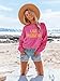 Ezcosplay Women Cute Lake Weekend Sweatshirt Letter Print Shirts Casual Loose Pullover Tops Hot Pink