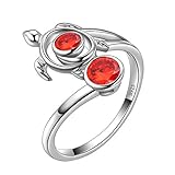 turtle ring for men ❤Contenu : 1 bague. Aurora Tears Turtle DR0084J Bague réglable en argent sterling 925 avec pierre de naissance pour femme Grenat rouge Janvier avec zircone, Argent sterling, Zircone cubique