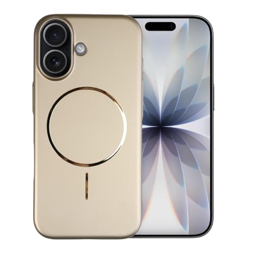 Image of AIBEX Ultra-Thin Mag-Saf Back Cover Case Compatible with iPhone 16| Slim Fit Scratch-Resistant Matte | Magnetic Wireless Charging | Microfibre Lining | Camera Protection (PC Material) - Gold