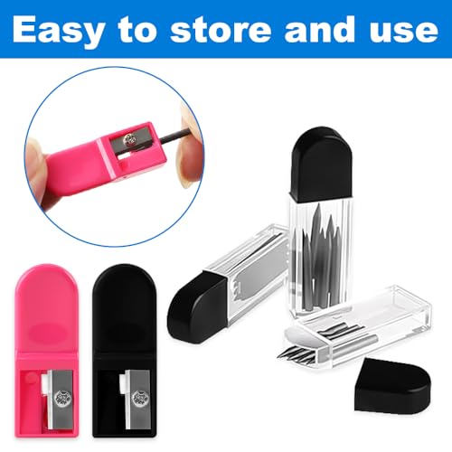 Lvjkes 100 Stück Zirkelminen Kit, 2B Zirkel Ersatzminen(2 mm Durchmesser) 2 cm Lang, Mit Radiergummim und Zirkelspitzer für Mathematische Zeichnungen, Holzbearbeitungsmarker, Kreatives Design, Style-1