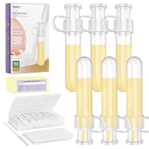 Image of Nuliie Colostrum Collector Kit 7ml/6pcs, Leakproof, Reusable Breast Milk Collector, Heat & Freezer Resistant, BPA-Free, With Cotton Cloth Wipe, Storage Case, Cleaning Brush - Ready-to-Use for Newborns