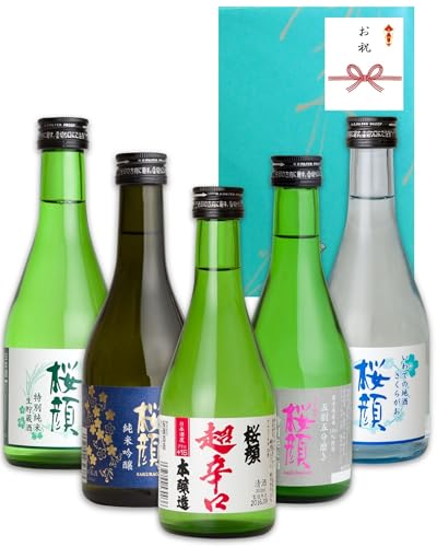 [桜顔酒造] 日本酒 岩手 純米酒 飲み比べ 300ml×5本 ギフトセット （特別純米酒 × 純米吟醸 × 本醸造生貯蔵酒 × 純米生貯蔵酒 × 超辛口） 単一酒蔵 地酒 セット お祝いの商品画像（Amazon）