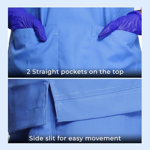 Image of Medical Scrub Suit For Women - Sky Blue (Extra Small) | Poly Viscose Fabric | Ultimate Comfort and Breathability | Elasticated Waist | Multiple Pockets | V-Neck
