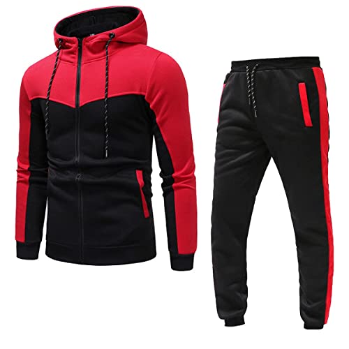 Image of Marine Royal Track Suits for Men Set Full Zip Sweatsuit Outdoor Jogging Men Tracksuits