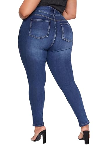 YMI Women's Plus 3-Button Essential Skinny Jeans3