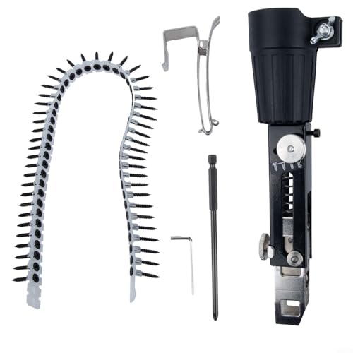 Eawfgtuw Adaptador de clavo de cadena alimentador automático de tornillo para taladro eléctrico, herramienta de carpintería con 50 tornillos de destornillador de alimentación automática (1 juego)