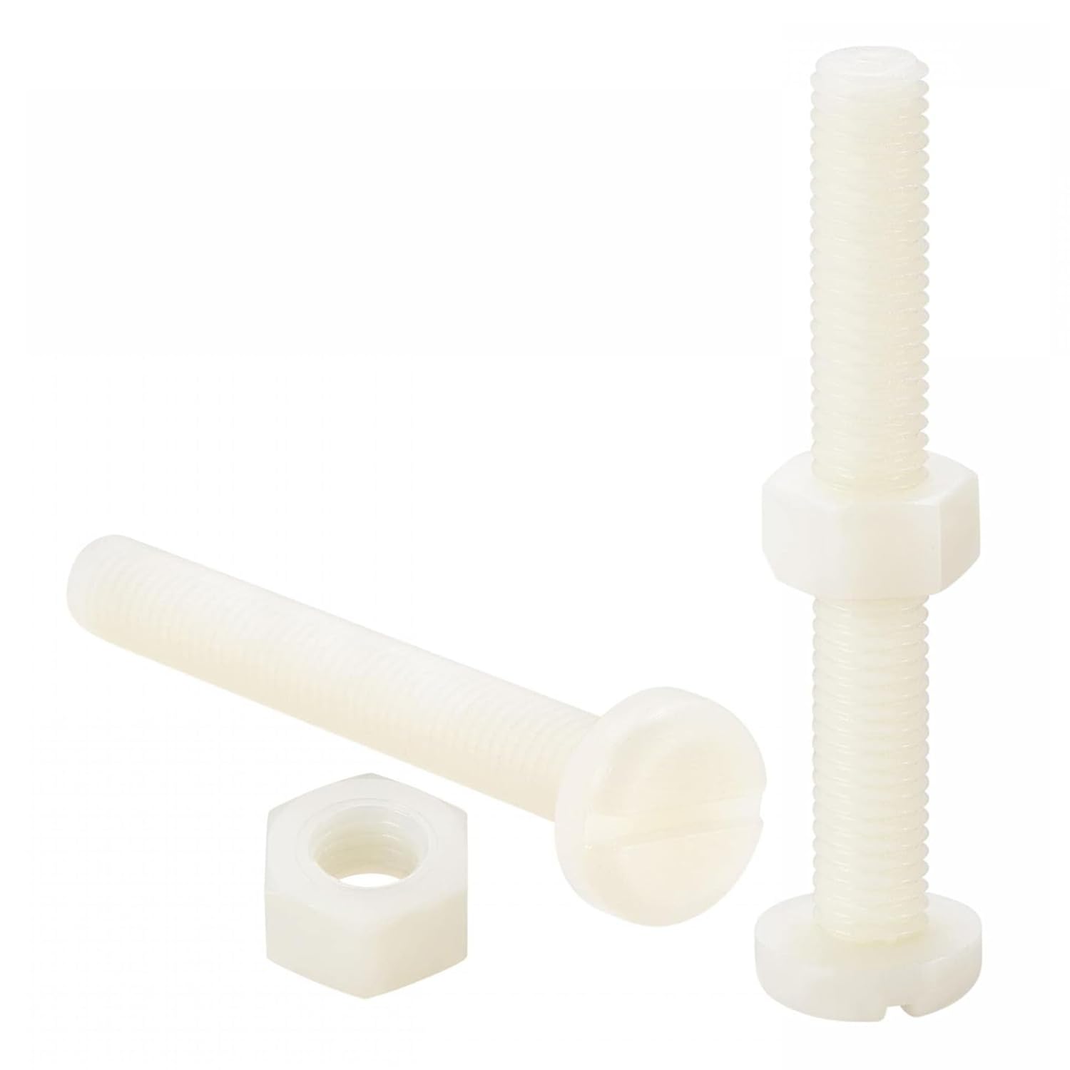TA-VIGOR M8 x 60mm Nylon Plastic Nuts and Bolts, Slotted Pan Head, 20 Pairs
