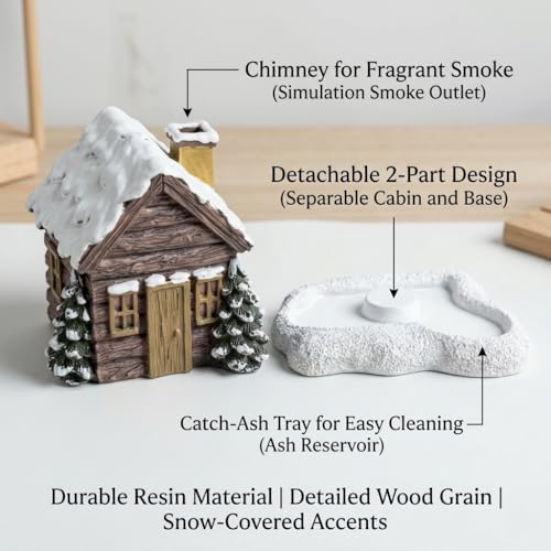 Brûleur d'encens cabane de Noël en résine avec 2 cônes inclus - 3