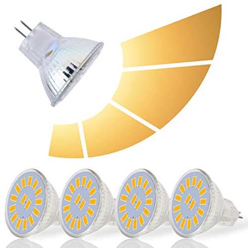 Lampadine MR11 GU4 LED, 3W 300LM AC/DC 10-30V, Equivalente per lampadine alogene 30W, MR11 LED lampen Non Dimmerabile No flicker, 4pcs (Color : Warm white 3000K)