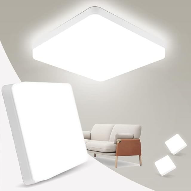 CHENBEN Ceiling Light 36W 3240LM Square LED Lights Ceiling White Light 6500K LED Lights for Bedroom Ceiling Flush Mount Ceiling Light Fixtures for Living Room Bathroom Kitchen Porch Hallway