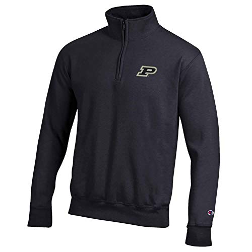 Champion Adult Fleece Quarter Zip - Officially Licensed Unisex NCAA Team Sweatshirt (Purdue Boilermakers - Black, Adult XX-Large)
