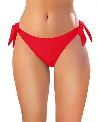 Image of Holipick Women's Low Rise Side Tie Bikini Bottom | Adjustable side ties for a secure custom fit at the beach, pool, and vacation