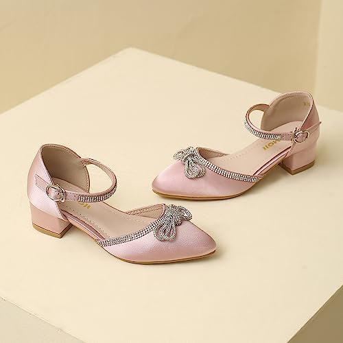 Image of Amoji Girls High Heels Kid Ankle Strap Dress Shoes Wedding Party for Little Kid Big Kid 412
