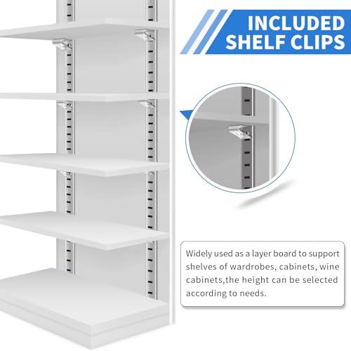 Sel Natural 8 Pcs 40 Inch Shelf Pilaster Tracks and 24 Pcs Shelf Clips Adjustable Metal Rail Mortise Mount Pilaster Strip Standard for Bookcases Cabinet Closet Shelving System