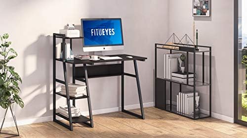 FITUEYES Computer Desk with Shelves Wood Black Writing Table Workstation for Home Office 103x50,5x106cm CD210301WB