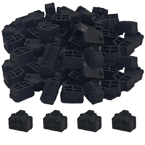 PDETVEO 120PCS RJ45 Port Covers, Silicone Ethernet Dust Protector Caps for Network Switch, Router, Computer and TV Ports (Black)