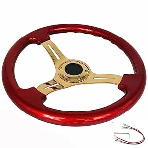Yehicy Universal Lenkrad Rote Holzmaserung 350 mm