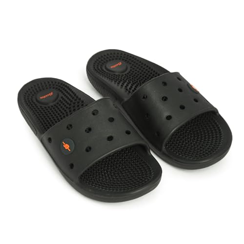 Image of Bata Men's Massage Slippers, Grey, Textured Footbed, Perforated Design