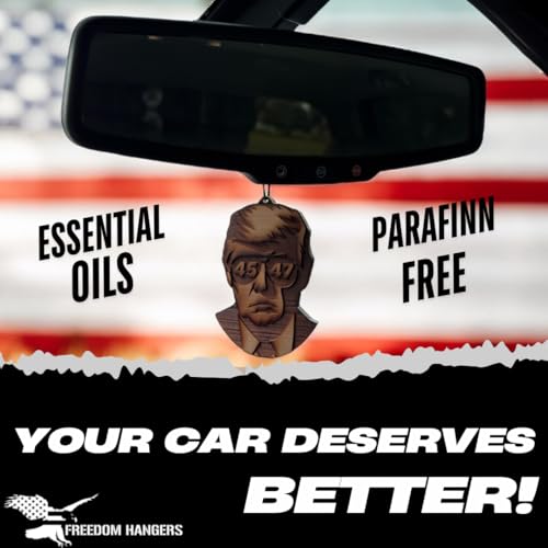 Image of Freedom Hanger - Trump Car Air Freshener - ALL Natural Wood Air Freshener - Car Odor Eliminator - Made in USA Chemical Free