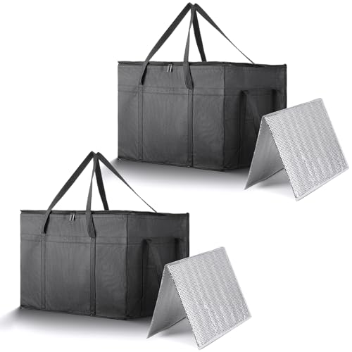 COMNICO Food Delivery Bag, 2 Pcs Insulated XXXL Pizza Delivery Bags Premium Insulated Grocery Bag Reusable Warming Bags Catering Supplies for Grocery Shopping and Catering