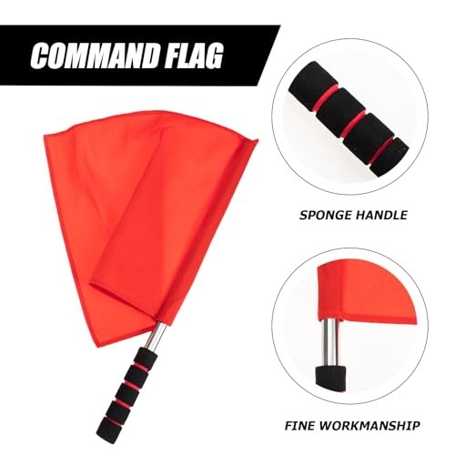 Happyyami Track and Field Training Flag: 2pcs Red Referee Warning Banner Traffic Flags Linesman Banner with Stainless Steel Pole Stick for Soccer - Thumbnail 6