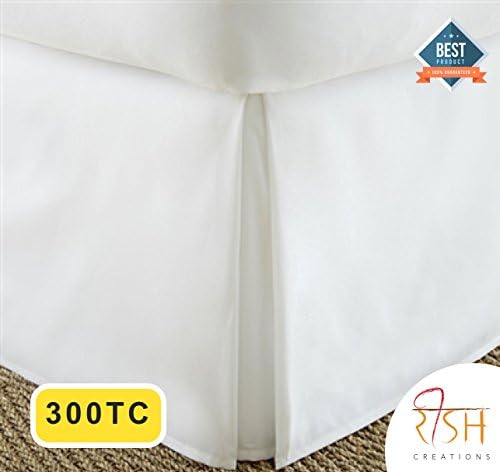 RishCreations King 300TC White Solid 100% Egyptian Cotton 1PCs Box Pleated Bedskirt Solid (Drop Length: 21 inches) Superb Finish