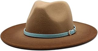MYLPDZSW HHF Caps y Sombreos Sombrero de ala Grande de Moda de otoño e Invierno de Estilo británico, Sombrero de Lana de Jazz con Degradado de Pintura Nueva con cinturón de Cuero (Color : Marrón)