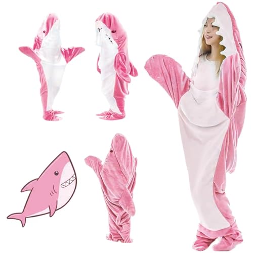 Shark Blanket Hoodie Onesie Cozy Shark Blanket, Comfortable Soft Shark Costume Sleeping Bag for Adult Kids