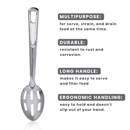 4 Pack Kitchen Slotted Spoon Stainless Steel, Stiring Large Spoons, 13 Inch Metal Slotted Spoon, Cooking Serving with Holes - Thumbnail 4