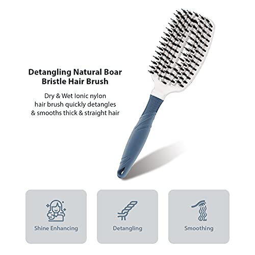 Detangling Paddle Brush Set - No Tangle Hair Brush For Kids, Men, And Women – Shine Brush Promotes Hair Growth And Eliminates Breakage - Pain-Free Natural Boar Bristle Hair Brush For Kids, Women, And #TOP2
