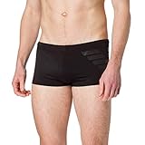 Emporio Armani Mens Swimwear Swimming Bold Logo Eagle Swim Trunks, Black, 48