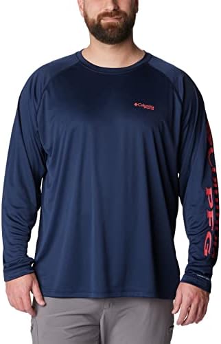 Columbia Men's Terminal Tackle Long Sleeve Shirt, Collegiate Navy/Sunset Red Logo, X-Large Tall — view 6