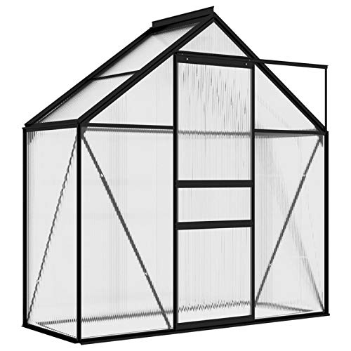 Foto von Tidyard Gewächshaus Treibhaus Tomatenhaus Gartenhaus Aufzucht Tomatengewächshaus Frühbeet Pflanzenhaus Gartenhäuschen Anthrazit Aluminium 1,33 m²