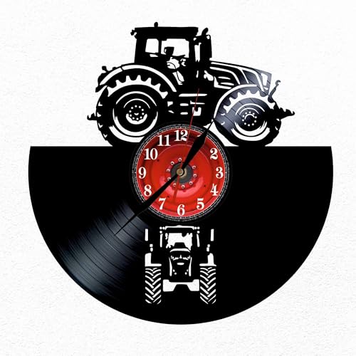 VINY WOODY Tracteur allemand Horloge disque vinyle Machines lourdes d'agriculture Décoration murale Cadeau original