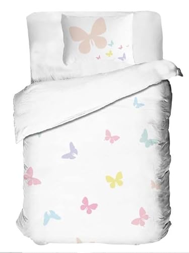 Arle-Living 2 Piezas. Ropa de Cama para bebé/niño Dwarf Edition 100x135 cm + 40x60 cm 100% algodón (Mariposas)