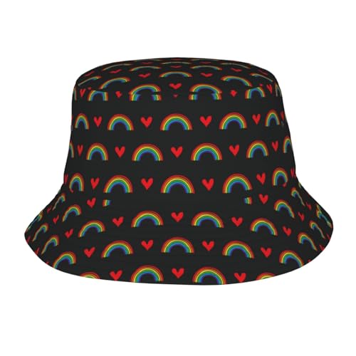 LGBTQ Pride Month Rainbow Gay Fashion Causal Bucket Hat Summer Sun UV Protection Beach Fisherman Hat for Women Men