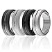 ROQ Silicone Wedding Ring for Men, Set of 4 Elegant, Affordable Silicone Rubber Wedding Bands, Brushed Top Beveled Edges -Black, Grey, Silver, Light Grey - Size 10
